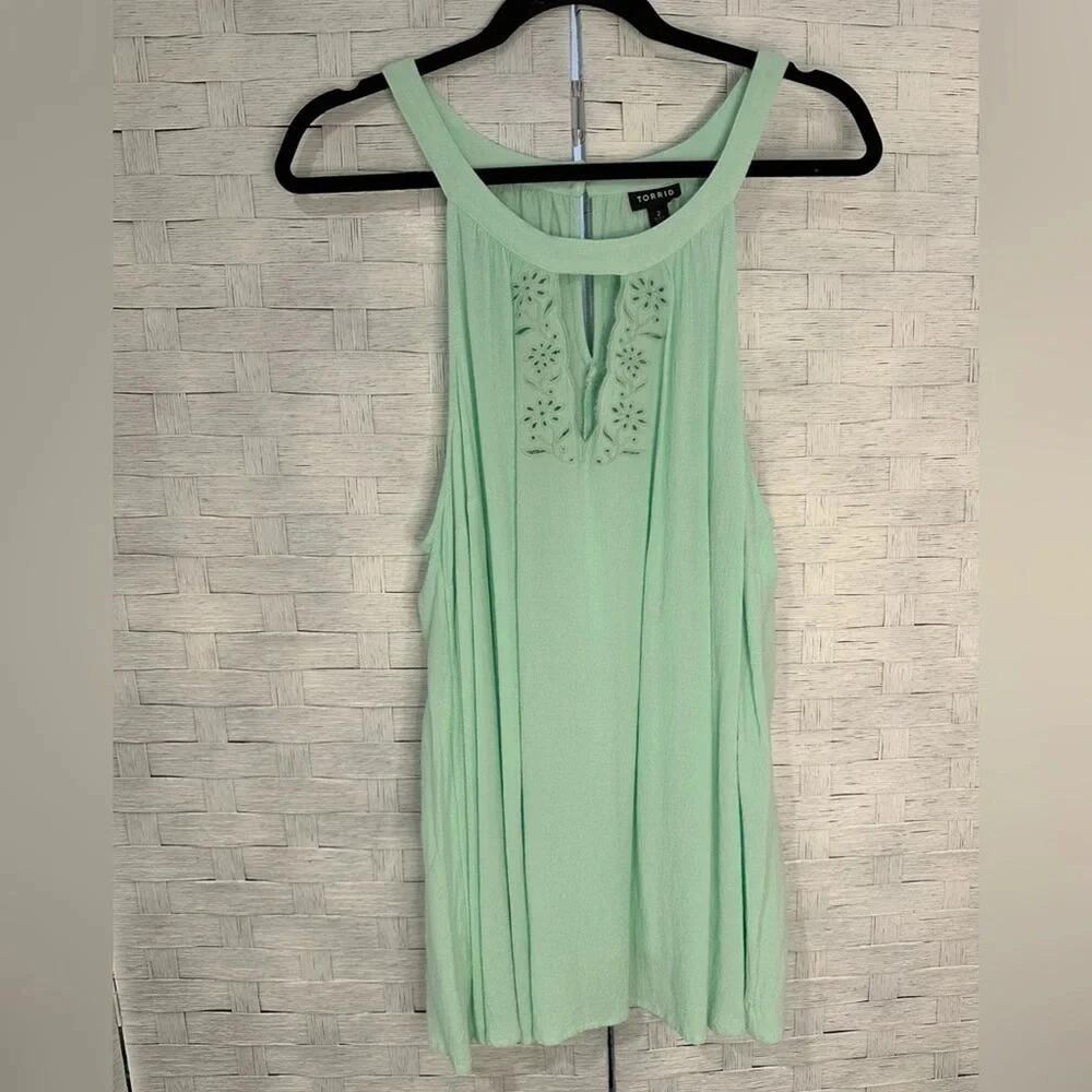 Torrid teal sleeveless blouse‎ bohemian coastal grandma hippie, gypsy plus size